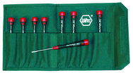 8 Piece - Precision Slotted Screwdriver Set - #26093 - Includes: .8 - 4.0mm PicoFinish - Canvas Pouch - Makers Industrial Supply