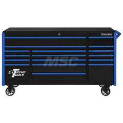 Tool Roller Cabinet: 17 Drawers Black & Blue