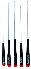 5 Piece - Precision Long Slotted & Phillips Screwdriver Set - #26192 - Includes: Slotted 2.5 - 4.0mm Phillips #0 - 1 - Makers Industrial Supply