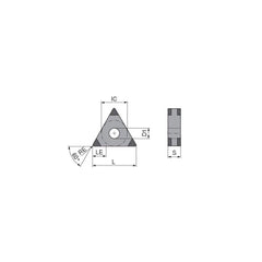 Turning Insert:  TNGA333SN013EM2,  Polycrystalline Cubic Boron Nitride TiN Finish,  Neutral,  0.0472″ Corner Radius,  60.0 &deg N/A Triangle,  Series  TNGA