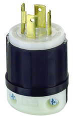 30 Amp; 125/250 Volt; NEMA L14-30P; 3P; 4W; Locking Plug; Industrial Grade; Grounding - Black-White - Makers Industrial Supply