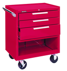 3-Drawer Roller Cabinet w/ball bearing Dwr slides - 35'' x 18'' x 27'' Red - Makers Industrial Supply