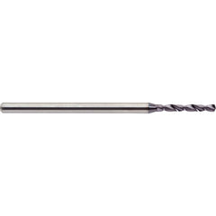 Micro Drill Bit: 0.0669″ Dia, 140 °, Solid Carbide ALtima Finish, RH Cut, Helical Flute, Straight-Cylindrical Shank