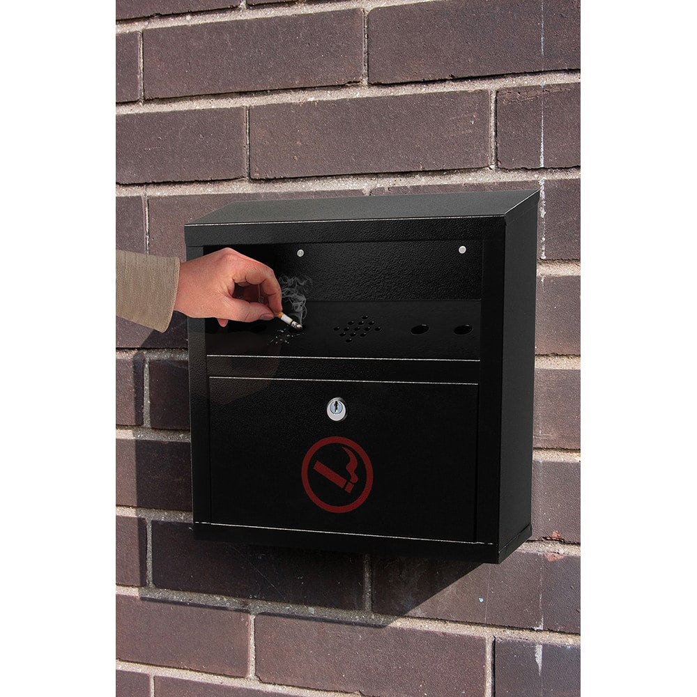 Alpine Industries - Cigarette-Waste Receptacles & Butt Cans; Type: Cigarette Disposal Bin ; Material: Steel ; Wall Mount: Yes ; Height (Inch): 12.2 ; Width (Decimal Inch): 12.2000 ; Color/Finish: Black - Exact Industrial Supply