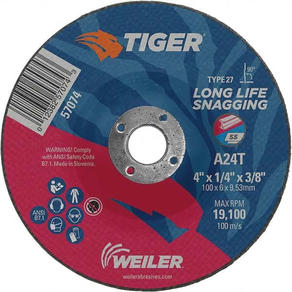 Weiler - Depressed-Center Wheels Wheel Diameter (Inch): 4 Wheel Thickness (Inch): 1/4 - Makers Industrial Supply