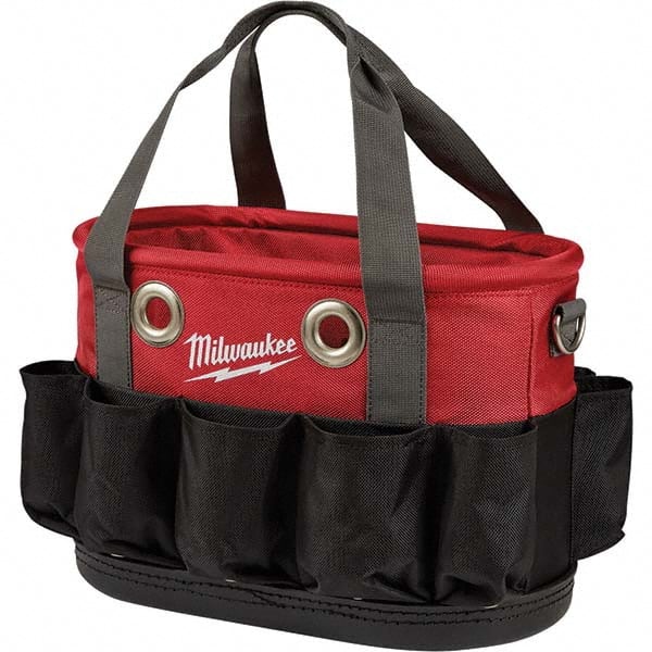 Milwaukee Tool - 24 Pocket, Ballistic Nylon, Black/Red Tool Bag - Makers Industrial Supply