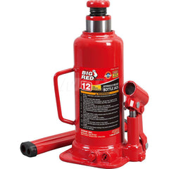 Big Red - Manual Bottle, Screw, Ratchet & Hydraulic Jacks; Type: Hydraulic Bottle Jack ; Load Capacity (Ton): 12 (Inch); Minimum Height (Inch): 9-1/8 ; Minimum Height (Decimal Inch): 9.1250 ; Maximum Height (Decimal Inch): 18.2500 ; Maximum Height (Inch) - Exact Industrial Supply