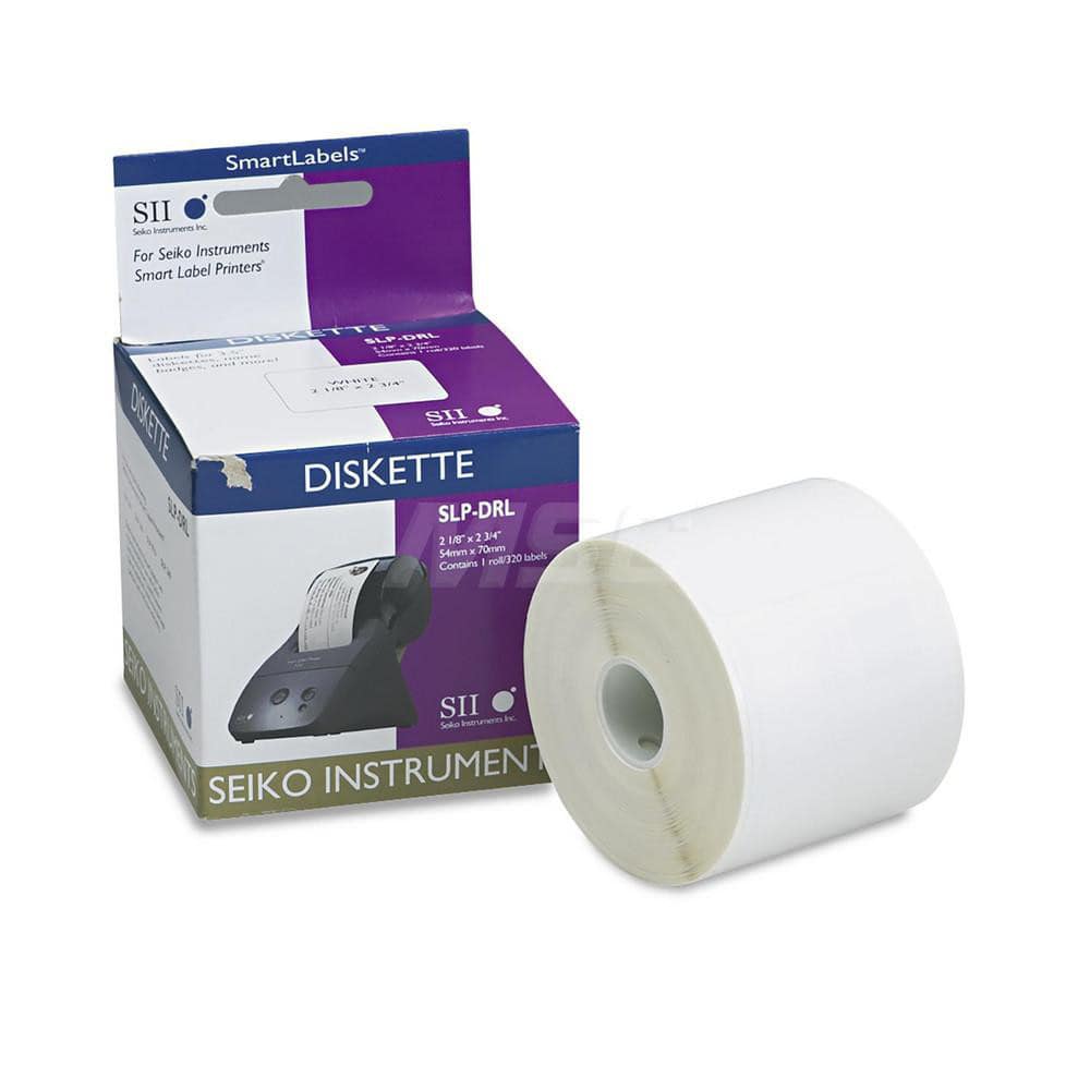 Seiko - Labels, Ribbons & Tapes; Type: Self-Adhesive Diskette/Name Badge Labels ; Color: White ; For Use With: Seiko SLP v Series Smart Label Printers ; Width (Inch): 2-1/8 ; Length (Inch): 2-3/4 ; Material: Paper - Exact Industrial Supply