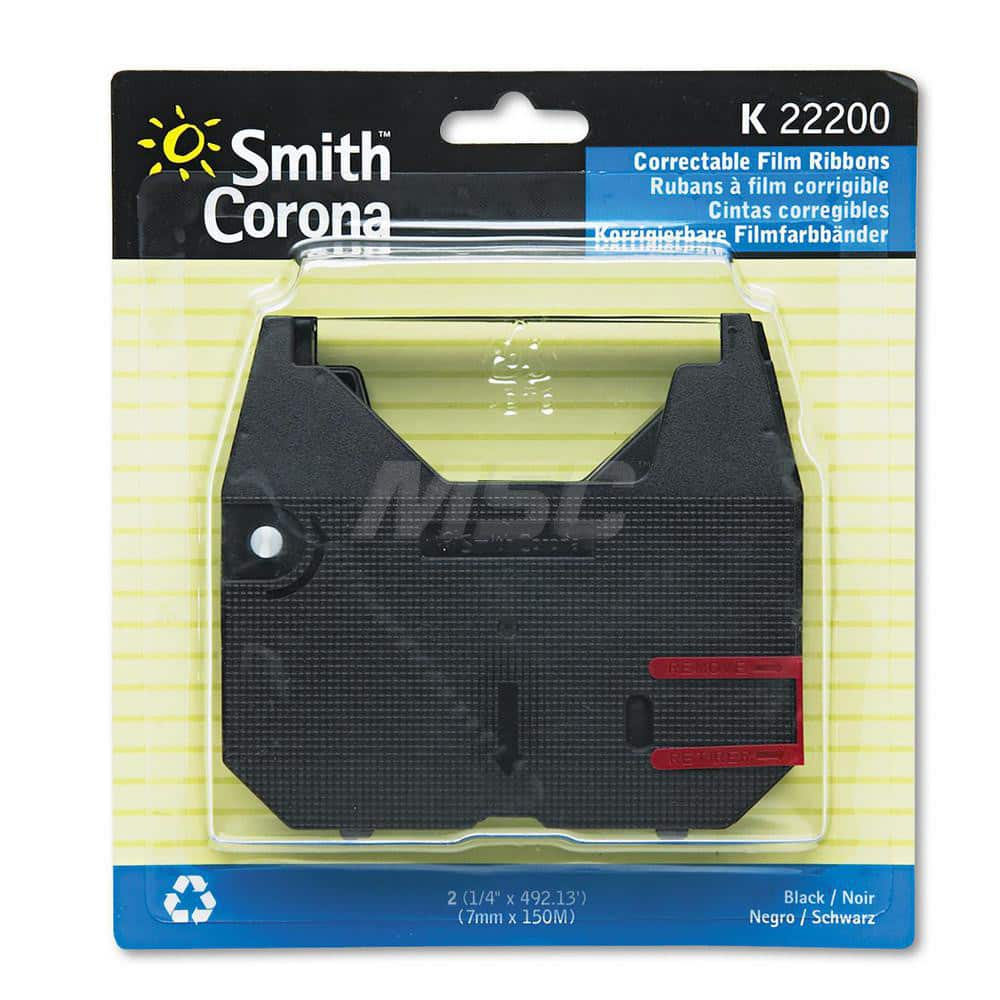 Smith Corona - Labels, Ribbons & Tapes; Type: Ribbon ; Color: Black ; For Use With: Smith Corona? K? Series; WordSmith 100; 150; 200; 250 Typewriters ; Width (Decimal Inch): 0.2500 ; Length (Inch): 5905.56 ; Material: Film - Exact Industrial Supply