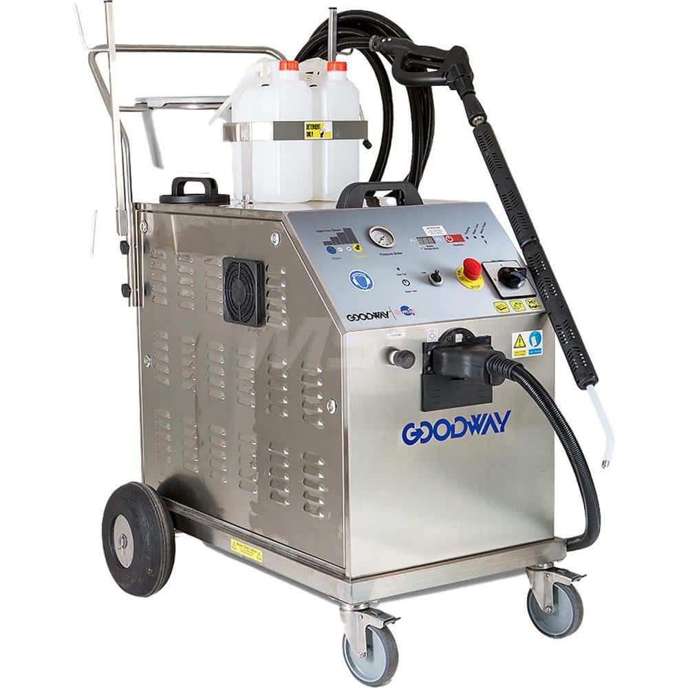 Goodway - Pressure Washers; Type: Hot Water ; Engine Power Type: Electric ; Pressure (psi): 145.00 ; Amperage Rating: 46.0000 ; Maximum Voltage Rating: 480.00 ; Rate of Flow (GPM): 0.32 - Exact Industrial Supply