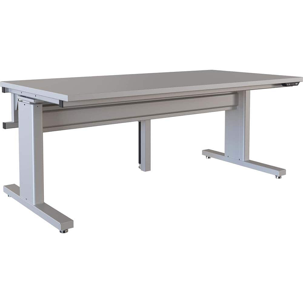 BOSTONtec - Stationary Work Benches, Tables; Type: Electric Height Adjustable Workstation ; Top Material: Laminate ; Width (Inch): 72 ; Depth (Inch): 36 ; Maximum Height (Inch): 44 ; Leg Style: Adjustable Height; C-Leg (Cantilever); Motor Height Adjustme - Exact Industrial Supply