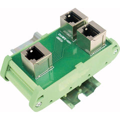Automation Systems Interconnect - Data Port Receptacles; Receptacle Configuration: Ethernet ; Number of Ports: 3 ; Number of Power Receptacles: 0 ; Number of Switches: 0 ; Mounting Type: DIN Rail ; Color: Green - Exact Industrial Supply