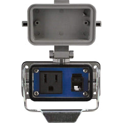 Automation Systems Interconnect - Data Port Receptacles; Receptacle Configuration: Ethernet ; Number of Ports: 1 ; Number of Power Receptacles: 1 ; Number of Switches: 0 ; Mounting Type: Base Mount ; Color: Gray - Exact Industrial Supply