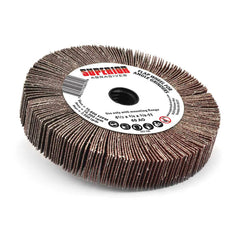 Superior Abrasives - Mounted Flap Wheels; Abrasive Type: Coated ; Outside Diameter (Inch): 4-1/2 ; Face Width (Inch): 3/4 ; Abrasive Material: Aluminum Oxide ; Grit: 80 ; Mounting Type: Arbor - Exact Industrial Supply