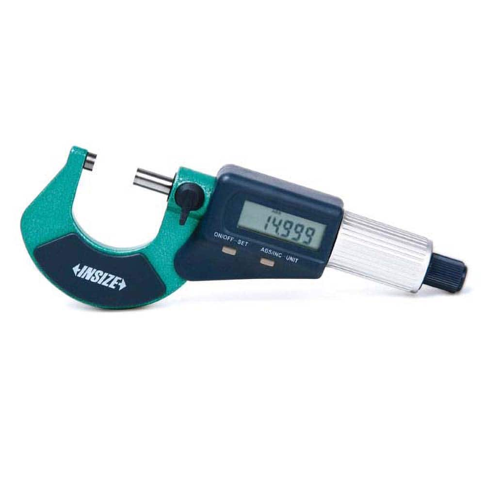 Insize USA LLC - Electronic Outside Micrometers; Type: Standard ; Minimum Measurement (Decimal Inch): 0.0000 ; Minimum Measurement (mm): 0.00 ; Maximum Measurement (mm): 25.00 ; Maximum Measurement (Decimal Inch): 1.0000 ; Thimble Type: Friction - Exact Industrial Supply