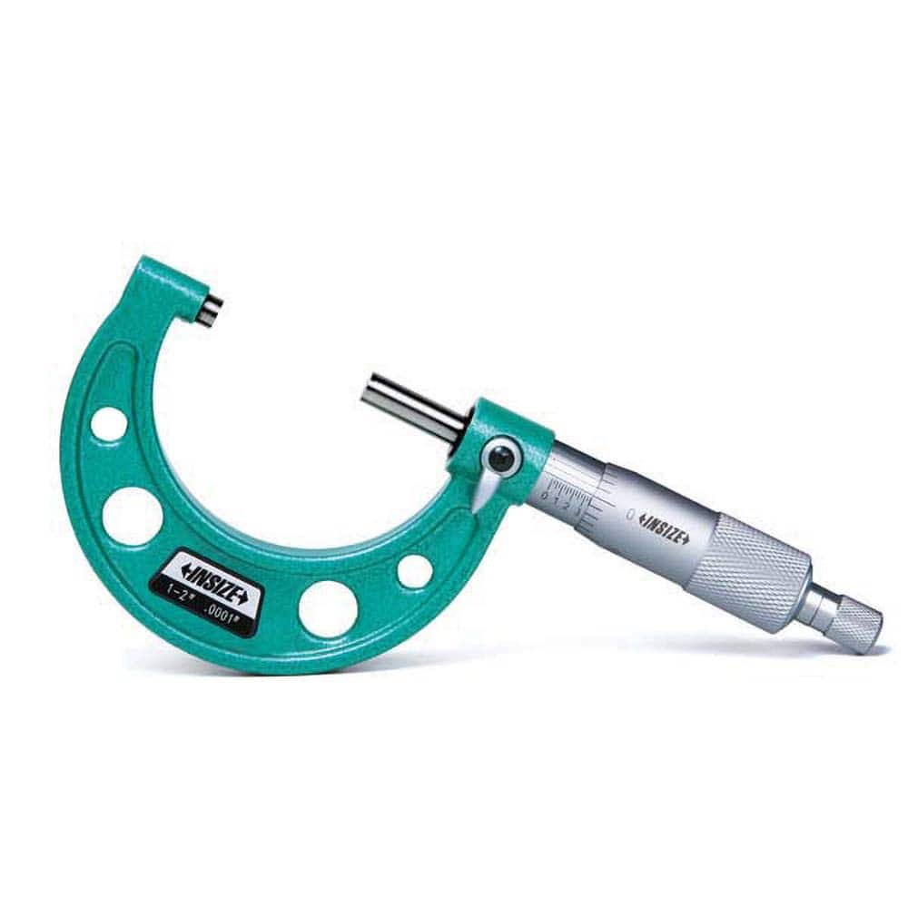 Insize USA LLC - Mechanical Outside Micrometers; Minimum Measurement (Inch): 1 ; Minimum Measurement (Decimal Inch): 1 ; Maximum Measurement (Decimal Inch): 2 ; Graduation (Decimal Inch): 0.0001 ; Features: None ; Thimble Type: Ratchet Stop