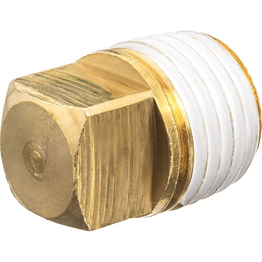 USA Sealing - Brass & Chrome Pipe Fittings; Type: Solid Square Head Plug ; Fitting Size: 2 ; End Connections: MNPT w/Thread Sealant ; Material: Brass ; Pressure Rating (psi): 125 ; Finish/Coating: Uncoated - Exact Industrial Supply