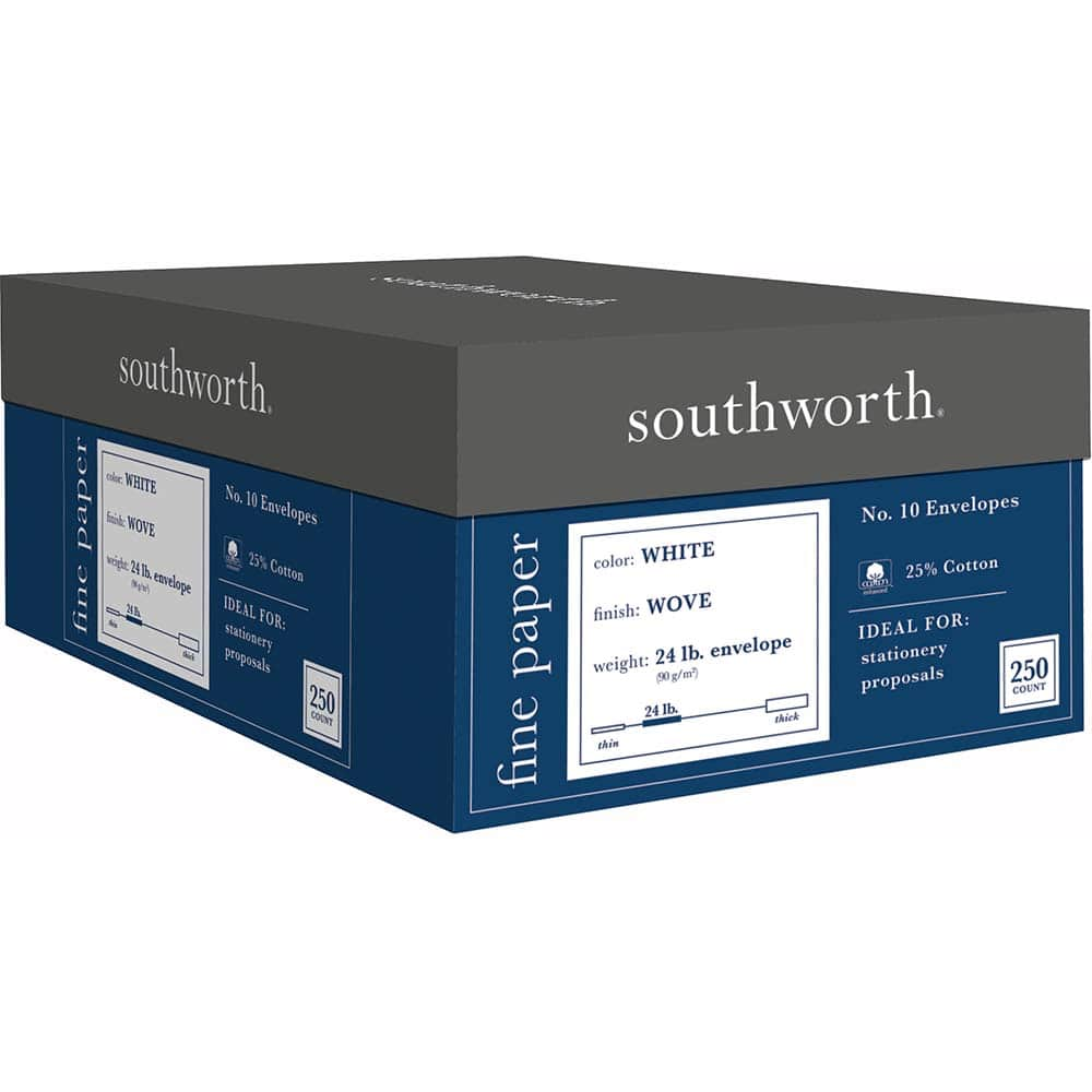 Southworth - Mailers, Sheets & Envelopes; Type: Business Envelope ; Style: Gummed Flap ; Width (Inch): 9-1/2 ; Length (Inch): 4-1/8 ; Box Quantity: 250 ; Size: 4.13 x 9.5 - Exact Industrial Supply