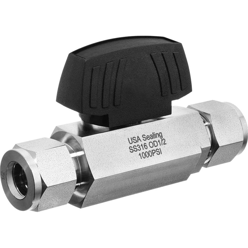 USA Sealing - Instrumentation Ball Valves; Material: Stainless Steel ; Pipe Size: 1/4 (Inch); End Connections: FNPT x FNPT ; WOG Rating (psi): 1500 ; Handle Type: Wedge ; Style: 2-Way - Exact Industrial Supply