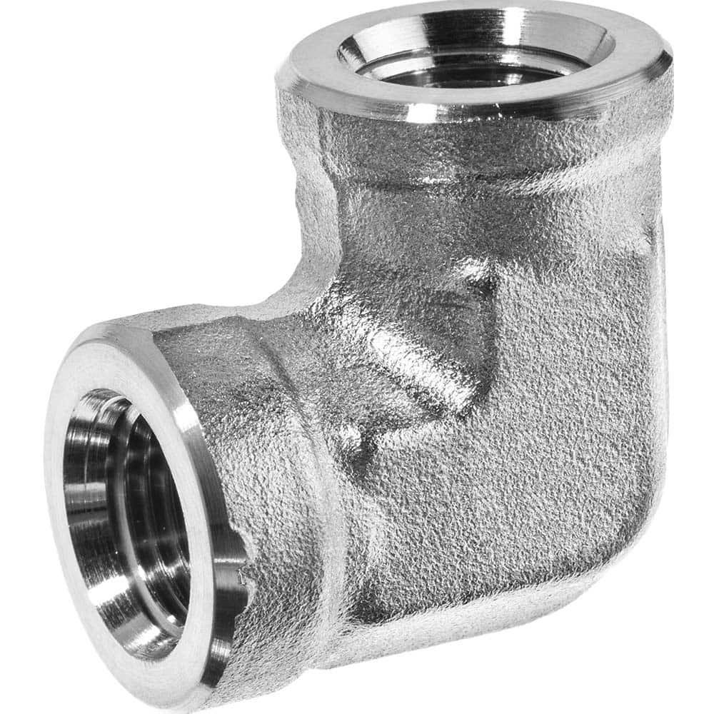 USA Sealing - Stainless Steel Pipe Fittings; Type: Elbow ; Fitting Size: 1/2 x 1/2 ; End Connections: FNPT x FNPT ; Material Grade: 304 ; Pressure Rating (psi): 4600 - Exact Industrial Supply