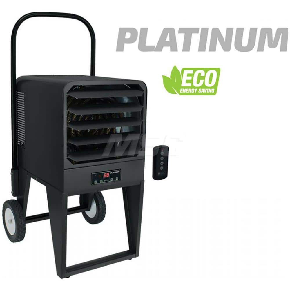 Electric Forced Air Heaters; Heater Type: Portable Unit; Maximum BTU Rating: 34121; Voltage: 240V; Phase: 3; Wattage: 10000; Overall Length (Inch): 41-1/4; Overall Length (Decimal Inch): 41.2500; Overall Width (Inch): 19; Overall Width (Decimal Inch - 4 D