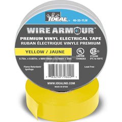 Vinyl Film Electrical Tape: 3/4″ Wide, 66' Long, 7 mil Thick, Yellow 32 to 221 ° F Operating Temp, 7,500 V/mil, Series 46-35