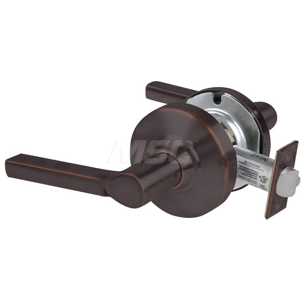 Lever Locksets; Type: Cylindrical Lock; Key Type: Keyless; Strike Type: Curved Lip Strike; Finish/Coating: Aged Bronze; Material: Metal; Material: Metal; Door Thickness: 1.75 in; Backset: 2.75 in; Cylinder Type: No Keyway; Minimum Order Quantity: Metal; M