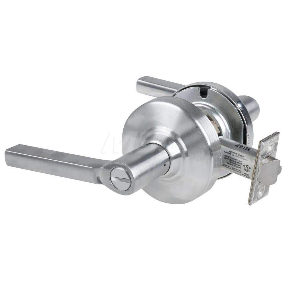 Lever Locksets; Type: Cylindrical Lock; Key Type: Keyless; Strike Type: Curved Lip Strike; Finish/Coating: Satin Chrome; Material: Metal; Material: Metal; Door Thickness: 1.75 in; Backset: 2.75 in; Cylinder Type: No Keyway; Minimum Order Quantity: Metal;