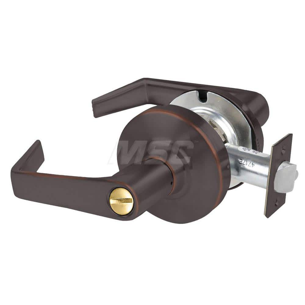 Lever Locksets; Type: Cylindrical Lock; Key Type: Keyless; Strike Type: Curved Lip Strike; Finish/Coating: Aged Bronze; Material: Metal; Material: Metal; Door Thickness: 1.75 in; Backset: 2.75 in; Cylinder Type: No Keyway; Minimum Order Quantity: Metal; M