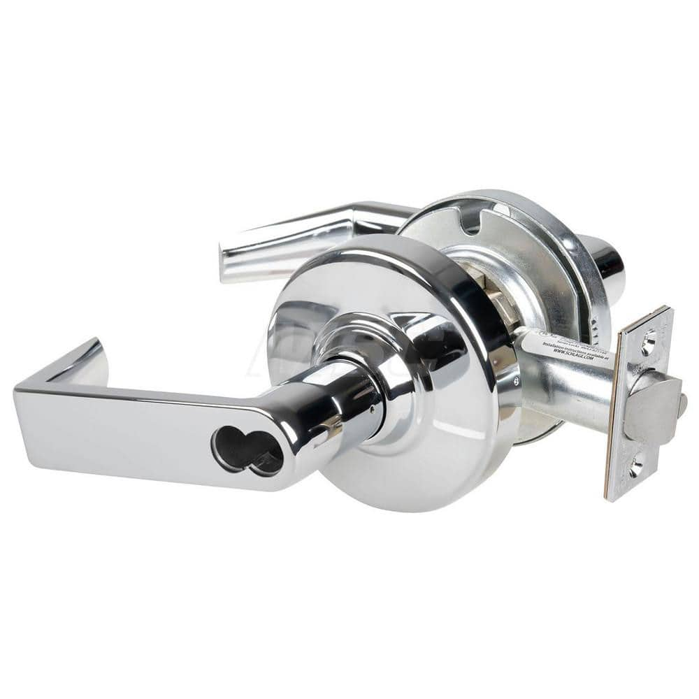 Lever Locksets; Type: Cylindrical Lock; Key Type: Keyless; Strike Type: Curved Lip Strike; Finish/Coating: Bright Chrome; Material: Metal; Material: Metal; Door Thickness: 1.75 in; Backset: 2.75 in; Cylinder Type: No Keyway; Minimum Order Quantity: Metal;