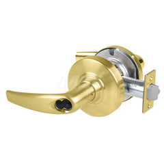 Lever Locksets; Type: Cylindrical Lock; Key Type: Keyless; Strike Type: Curved Lip Strike; Finish/Coating: Satin Brass; Material: Metal; Material: Metal; Door Thickness: 1.75 in; Backset: 2.75 in; Cylinder Type: No Keyway; Minimum Order Quantity: Metal; M