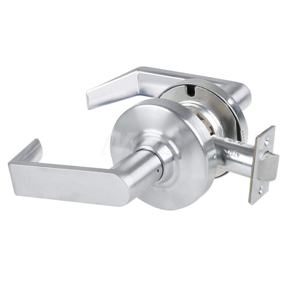 Lever Locksets; Type: Cylindrical Lock; Key Type: Keyless; Strike Type: Curved Lip Strike; Finish/Coating: Satin Chrome; Material: Metal; Material: Metal; Door Thickness: 1.75 in; Backset: 2.75 in; Cylinder Type: No Keyway; Minimum Order Quantity: Metal;