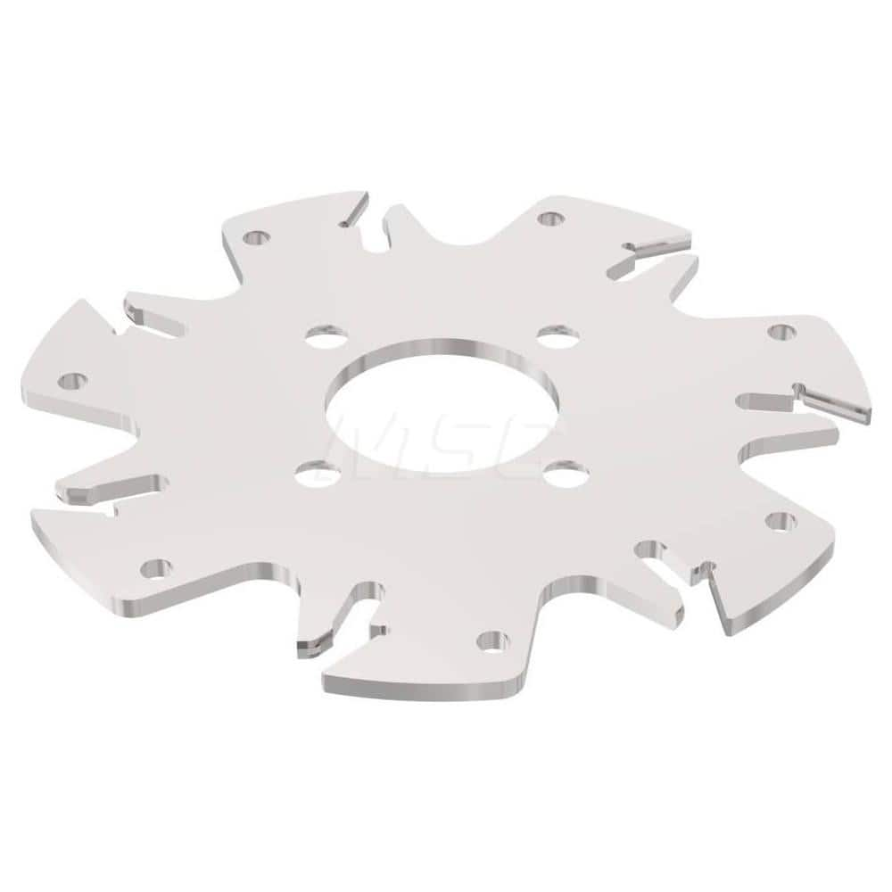 Indexable Slotting Cutter: 3.1 mm Cutting Width, 100 mm Cutter Dia, Arbor Hole Connection, 25.5 mm Depth of Cut, Right Hand Cut Screw, Uses 7 150.10 Inserts, 7 Teeth, Straight, Positive, Steel, Uncoated