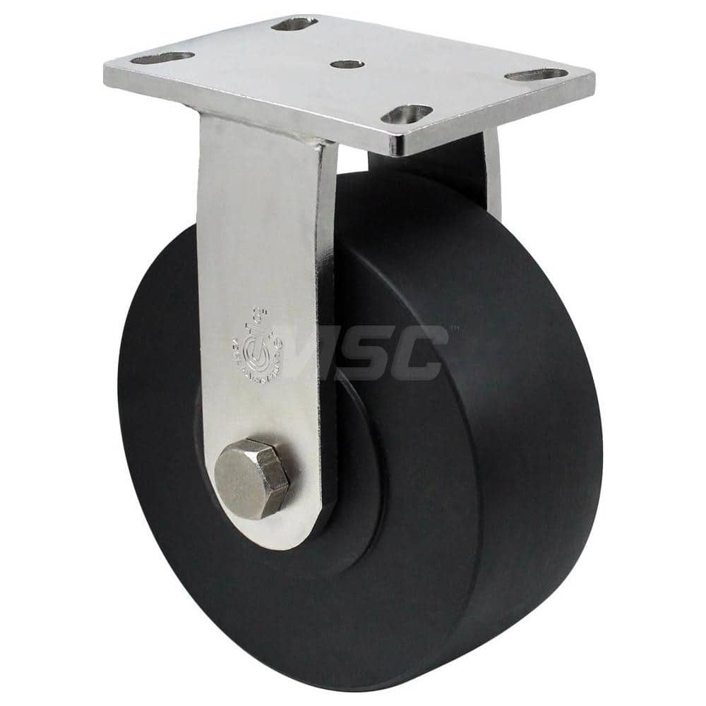 Top Plate Caster: 8″ Wheel Dia, 3″ Wheel Width, 3,000 lb Capacity, 10-1/2″ OAH 6.25″ Plate Length, 4.5″ Plate Width