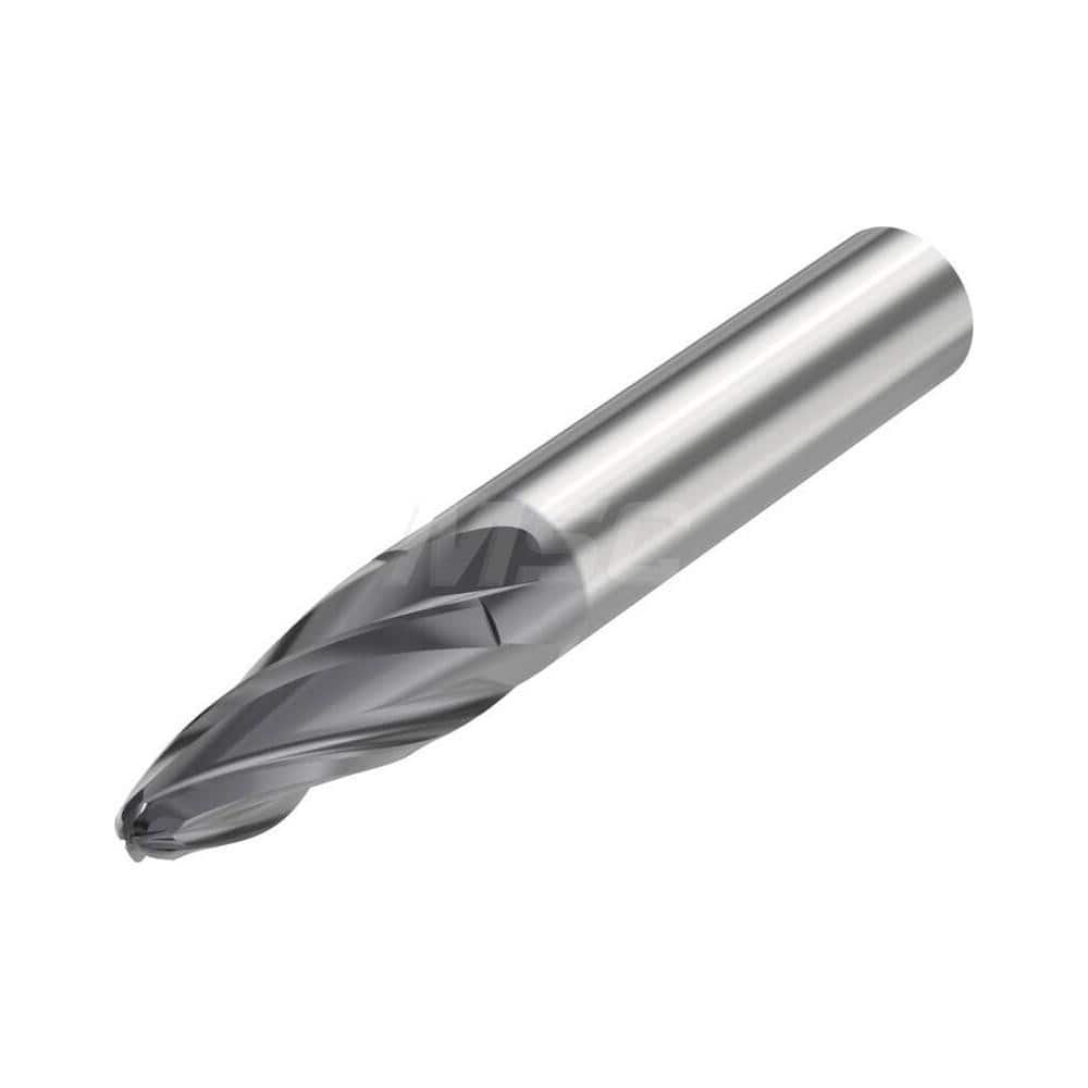 Tapered End Mill: 20 ° per Side, 4 Flutes, Solid Carbide, Tapered End 8″ Shank Dia, SIRON-A Finish, Series JH734