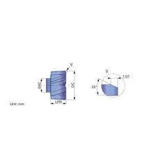 Modular Reamer Heads; Head Diameter (Inch): 16.0000; Head Diameter (mm): 16.0000; Reamer Finish/Coating: Coated; TiAlN; Flute Type: Spiral; Head Length (Decimal Inch): 9.40 mm; Hole Tolerance: h7; Spiral Direction: Left Hand; Cutting Direction: Right Hand