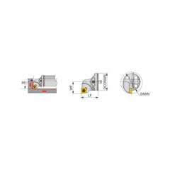 Replaceable Boring Bar Heads; Compatible Insert Style: CCMT; Compatible Insert Size Code: 21.51; Tool Material: Steel; Multi-use Tool: Yes; Lead Angle: 93.000; Through Coolant: Normal Pressure; For Shank Diameter: 0.6300 in; Cutting Tool Application: Faci