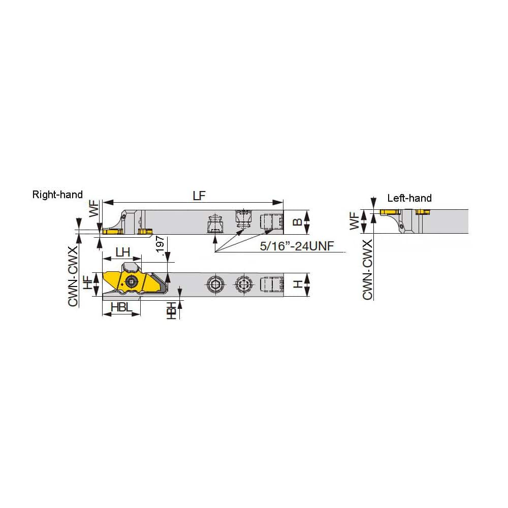 Indexable Cutoff Toolholder: 0.4134″ Max Depth of Cut, 0.7874″ Max Workpiece Dia, 0.0236″ Min Insert Width, Right Hand 0.5″ Shank Height, 0.5″ Shank Width, Uses 06, 12, 16 & 20 Inserts, Series JSXX