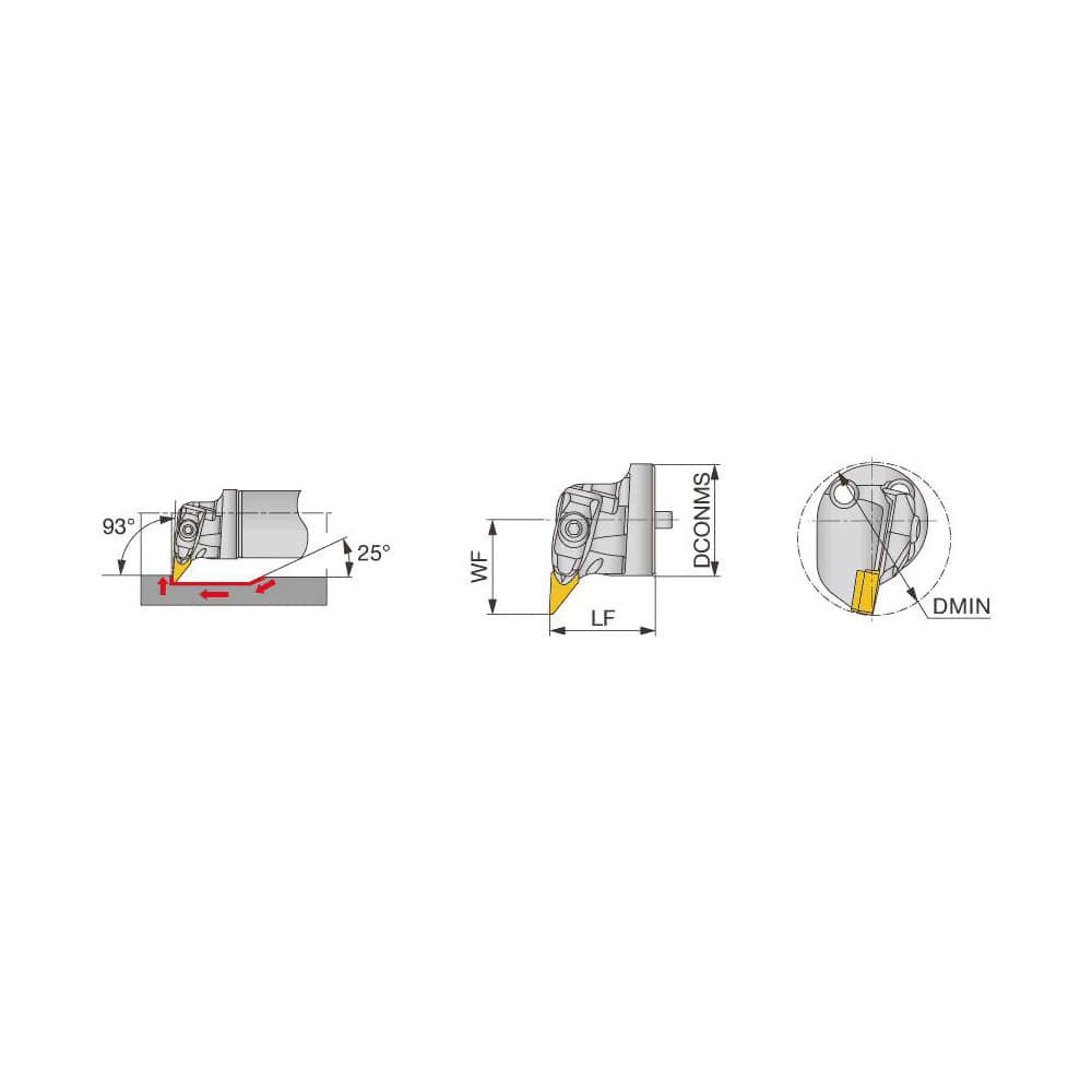 Replaceable Boring Bar Heads; Compatible Insert Style: VNMG; Compatible Insert Size Code: 332; Tool Material: Steel; Multi-use Tool: Yes; Lead Angle: 93.000; Through Coolant: Normal Pressure; For Shank Diameter: 1.5750 in; Cutting Tool Application: Facing