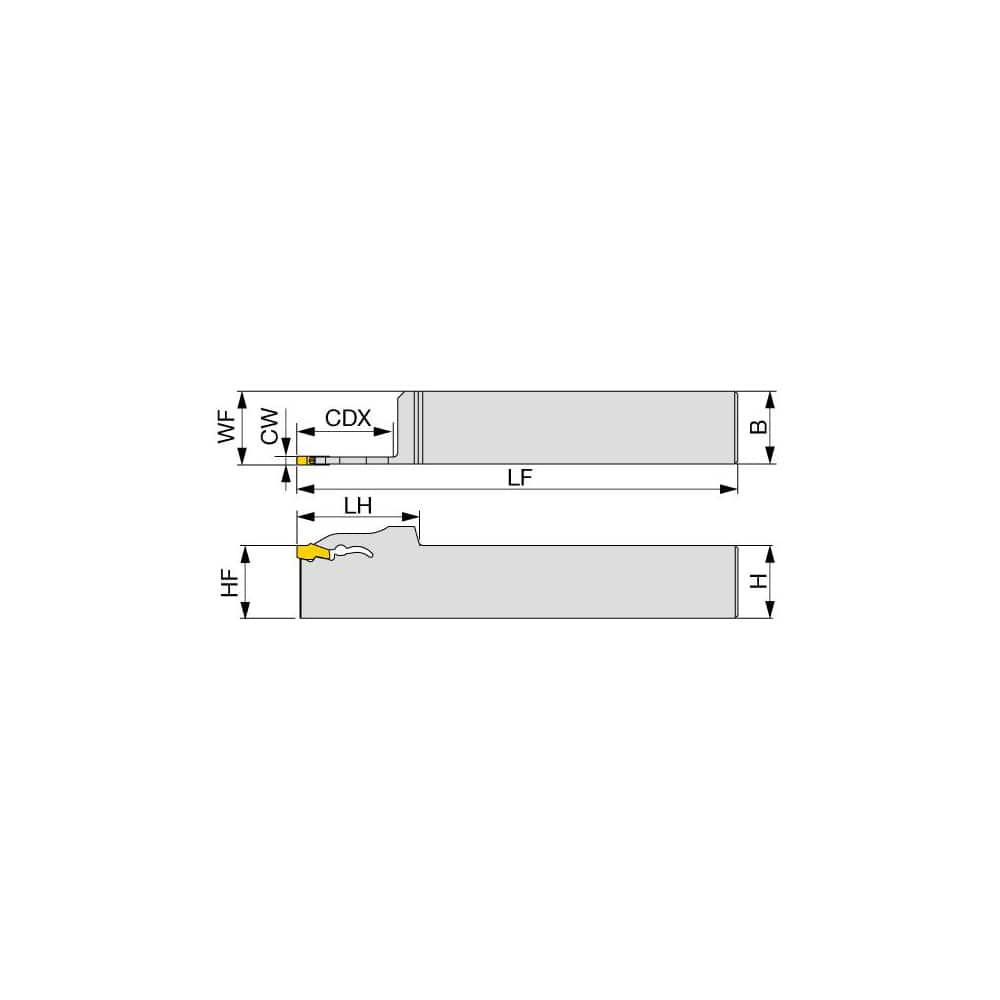 Indexable Grooving Toolholder:  QSER2020-3T33, Uses 3 Inserts,  No