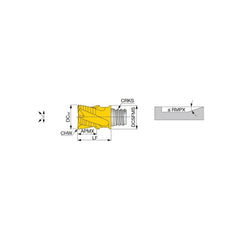 Corner Chamfer End Mill Head: 0.6299″ Dia, 45 °, 5 Flute S06, TiAlN Finish, Helical Flute, Series VEE