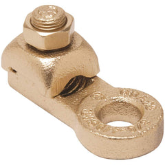 Burndy - Ring Terminals; Terminal Type: Rectangle ; Insulation Type: NonInsulated ; Connection Type: Lug ; Compatible Wire Size (AWG): 3/0-4/0 (Strand) ; Stud Size (Inch): 1/2 ; Color: Copper - Exact Industrial Supply