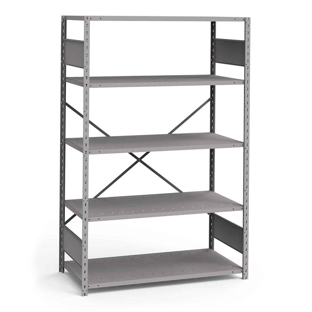 Rousseau Metal - Steel Shelving; Type: Shelving ; Starter or Add-On: Starter ; Load Capacity (Lb.): 3500.000 ; Number of Shelves: 5 ; Width (Inch): 48 ; Height (Inch): 75 - Exact Industrial Supply