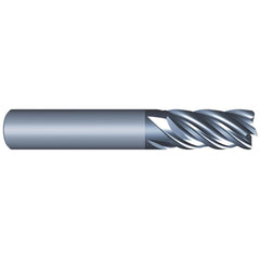 Corner Radius End Mill: 1/2″ Dia, 1-1/4″ LOC, 0.015″ Radius, 5 Flutes, Solid Carbide 3″ OAL, 1/2″ Shank Dia, Variable ° Helix, AlCrN Coated, Corner Radius End, Centercutting, Series Eliminator