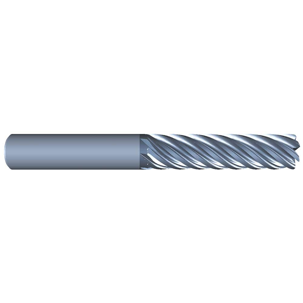 Corner Radius End Mill: 5/8″ Dia, 2-1/4″ LOC, 0.03″ Radius, 7 Flutes, Solid Carbide 5″ OAL, 5/8″ Shank Dia, Variable ° Helix, AlCrN Coated, Corner Radius End, Centercutting, Series Eliminator