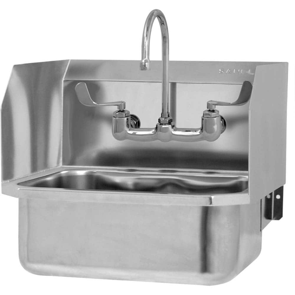 SANI-LAV - Sinks; Type: Wall Mounted Wash Sink ; Outside Length: 19 (Inch); Outside Width: 18 (Inch); Outside Height: 16-1/2 (Inch); Inside Length: 17 (Inch); Inside Width: 14 (Inch) - Exact Industrial Supply