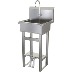 SANI-LAV - Sinks; Type: Hands-Free Floor Mounted Wash Sink ; Outside Length: 20 (Inch); Outside Width: 17-1/2 (Inch); Outside Height: 43-1/2 (Inch); Inside Length: 17 (Inch); Inside Width: 14 (Inch) - Exact Industrial Supply