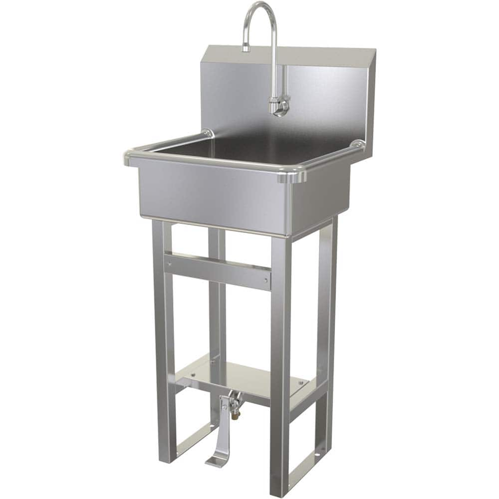 SANI-LAV - Sinks; Type: Hands-Free Floor Mounted Wash Sink ; Outside Length: 20 (Inch); Outside Width: 17-1/2 (Inch); Outside Height: 43-1/2 (Inch); Inside Length: 17 (Inch); Inside Width: 14 (Inch) - Exact Industrial Supply