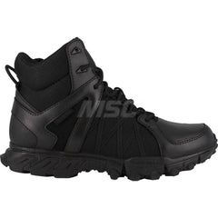 Work Boot: Size 13, 6″ High, Leather, Plain Toe Black, Wide Width, Non-Slip Sole