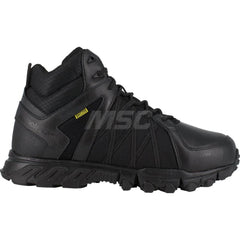 Work Boot: Size 10.5, Leather, Alloy Toe Black, Medium Width, Non-Slip Sole